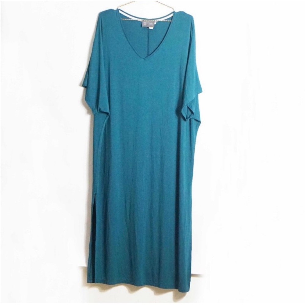 Vince Teal V-Neck Short Sleeve Maxi Dress
